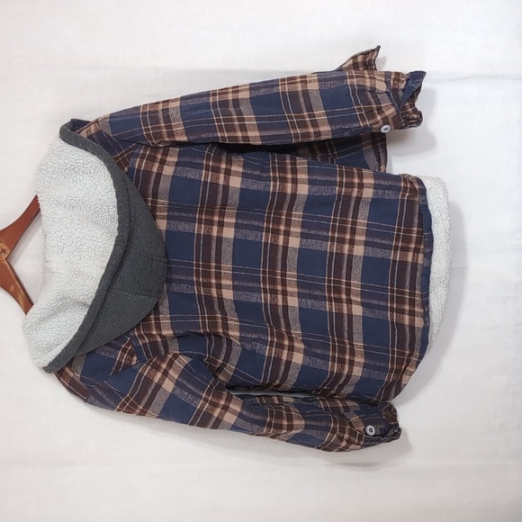 VTG Y2K 90s Silver Point Blue Red Plaid Sherpa Lined Jacket **Broken Zipper** - Picture 7 of 7